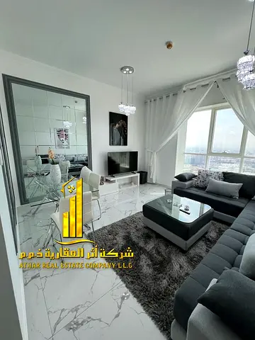 شقة غرفة وصالة سوبر ديلوكس اطلالة مفتوحة بعجمان - الراشدية1 - ابراج الواحة - مفروشة للايجارالشهرى
