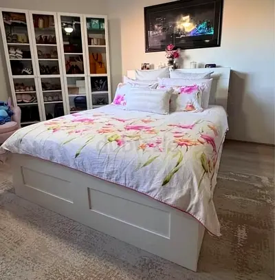 Ikea Brimniss Queen size bed with mattress available in perfect condition