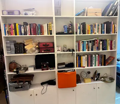 Large White Bookcase with Storage Cabinets