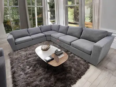 Neat and clean crate and barrel corner sofa