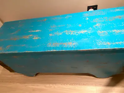 Distressed Blue Wooden Storage Chest / Blanket Box