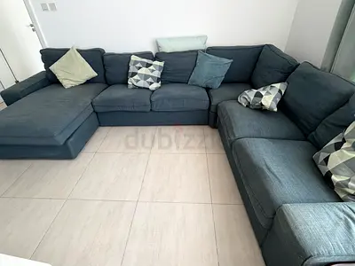 Large L-shaped fabric corner sofa - comfortable, good condition