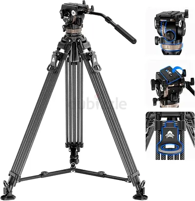NEEWER 78" Carbon Fiber Video Tripod with Fluid Head