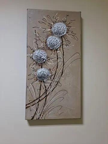 Neutral textured floral wall art canvas (rectangular)