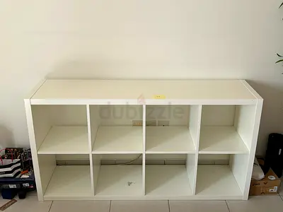 White 8-Cubby Storage Shelf Unit - Good Condition