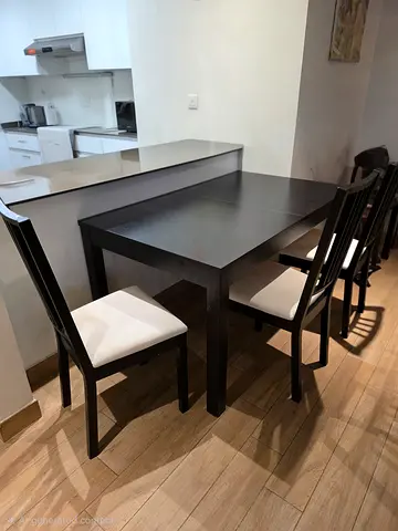 Dark Wood Dining Table with 6 Chairs - Good Condition