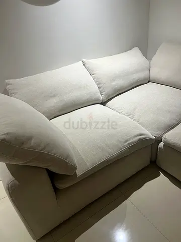 Light beige 3-seater fabric sofa in good condition