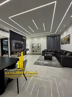 Luxury apartment, second occupancy, one bedroom and living room with a balcony and open view. Ajman,