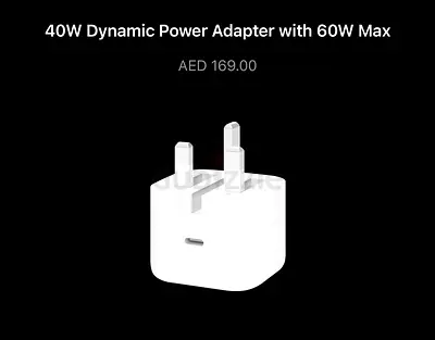 40W USB-C Power Adapter (UK Plug) — White, Good Condition