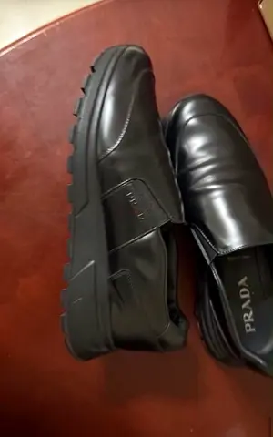Prada Black Leather Slip-on Shoes