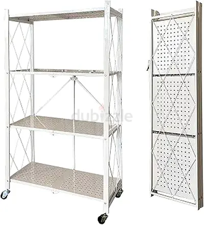 4 tier Foldable storage shelf with caster wheels