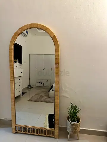 Home center Full-length Arched Floor Mirror with Wooden Frame