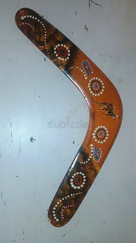 Wooden Decorative Boomerang - Handpainted Aboriginal Style