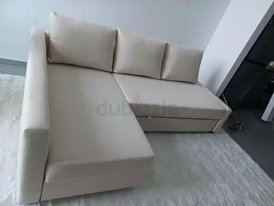 Modern Beige L-Shaped Corner Sofa Bed