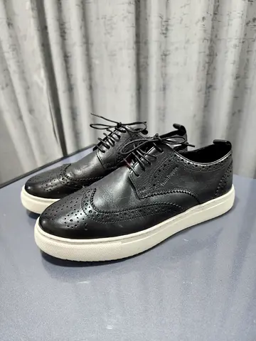 Hush Puppies Black Leather Brogue Sneakers