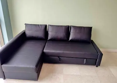 Sofa bed with storage Ikea black leather
