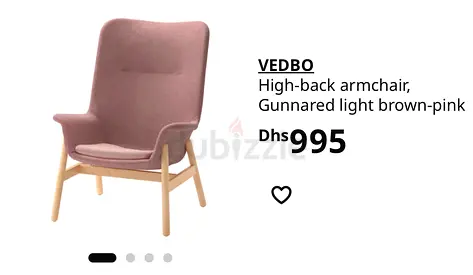 VEDBO high-back armchair in light brown-pink (Gunnared)