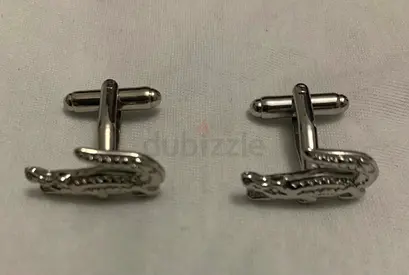 Silver crocodile logo cufflinks - pair, good condition (Lacoste Style)