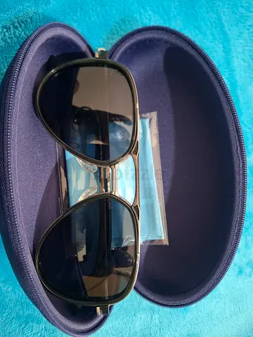 Aviator-style men's sunglasses with hard case (black lenses) brand new.