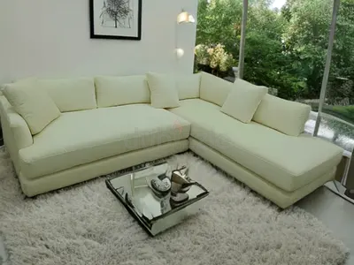 Expensive quality west elm white color lshape sofa