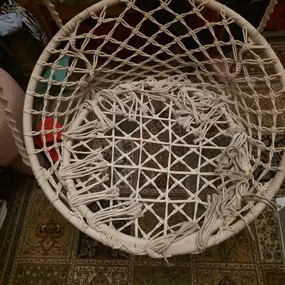 Macramé Hanging Rope Chair - White Cotton Swing Seat. New! Never Used. AED 95 Only!