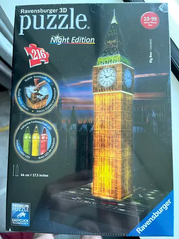 Ravensburger 3D Big Ben Night Edition 216-piece Puzzle (Brand New, Sealed)