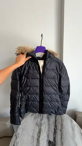 Original Moncler Black winter puffer jacket with real fur hood size L
