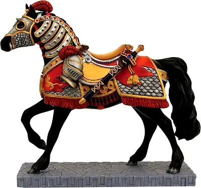 Decorative Medieval Armored Horse Statue - Resin Collectible