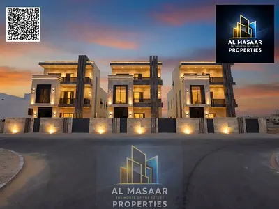Modern luxury villa for sale in Al Yasmin, fully natural marble facade | 6 master bedrooms | Two floors and a roof