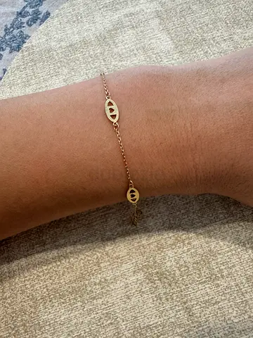 18k Gold  Delicate Heart Charm Chain Bracelet 1.5g