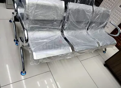 Three-seater metal waiting room bench - stainless steel brand new
