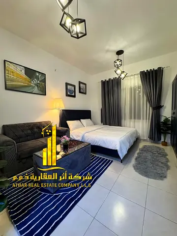 استوديو فاخر ثاني ساكن بمطبخ منفصل مع اطلاله مفتوحه .مفروش بالكامل✨عجمان الجرف 2 . للإيجار الشهري.الإيجار يشمل الفواتير والإنترنت وموقف   🔹لا تفوت هذ