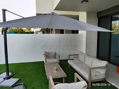 Outdoor patio sofa set with cantilever umbrella - used, good condition