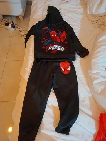 Kids Spider-Man Hoodie and Joggers Set - Dark Grey, Good Condition