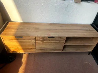 Wooden TV Cabinet / Entertainment Unit with Shelves and Cabinets