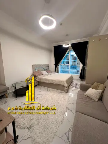 استوديو فاخر ثاني ساكن بمطبخ منفصل مع اطلاله مفتوحه ✨عجمان برج الواحه . للإيجار الشهري.الإيجار يشمل الفواتير والإنترنت وموقف