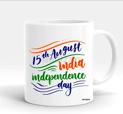 White Ceramic Mug - India Independence Day 15th August Print