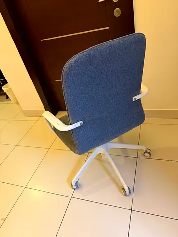 Ikea Grey Swivel Office Chair with White Base - Good Condition with some marks
