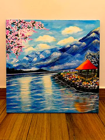 Acrylic Painting on sale- Whispers Of Blue - Contemporary Landscape Artwork- Original Art