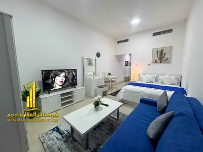 Furnished semi-detached kitchen studio with very high-end furniture for monthly rent in Ajman - Al Rawda 2 - Sheikh Ammar Street