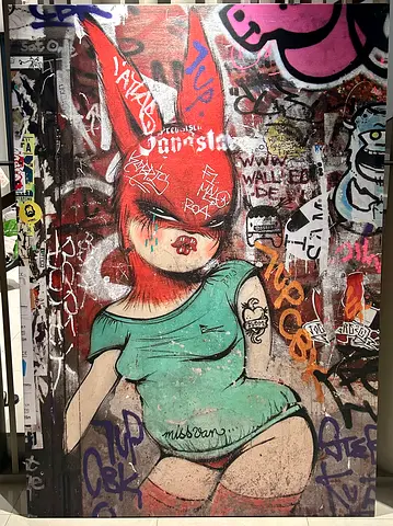 Large Street-Art Style Canvas Print — Urban Graffiti Character from Berlin