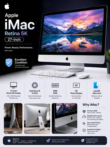 Apple iMac 27-inch Retina 5K Intel Core i5 8GB RAM أي ماك الرائع