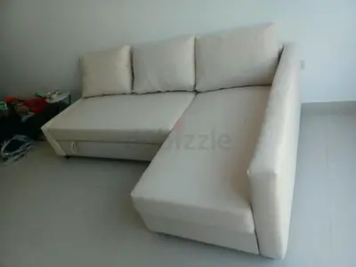 Modern Cream L-Shaped Sofa Bed