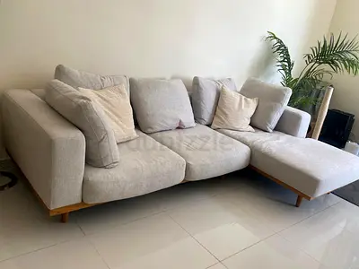 West Elm L Shape Sofa Beige Excellent Condition