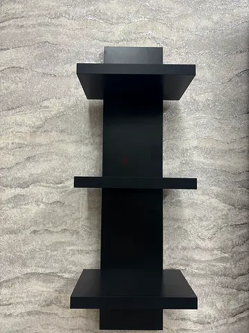 Black Wall-Mounted Floating Shelf with Three Compartments 2 peices