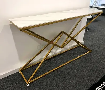 2-TABLE SET: White Marble & Gold Console + Coffee Table | Moving Sale