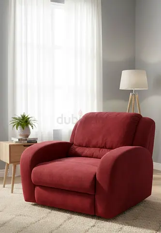 Comfortable Red Fabric Recliner - Single Seater
