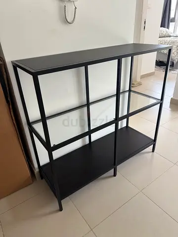VITTSJÖ
Shelving unit, black-brown/glass, 100x93 cm