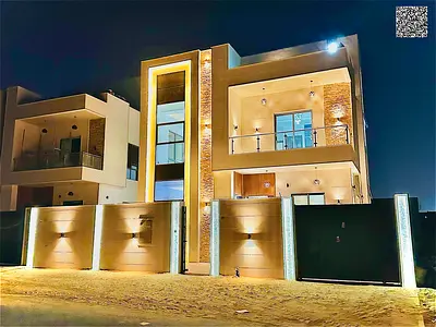 Luxury villa for sale in Al Bahia | Freehold for all nationalities | Two floors with a roof | Price includes registration and transfer fees | Prime lo
