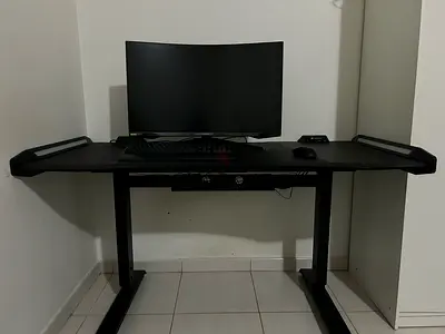 Gaming setup desk monitor mouse and keyboard